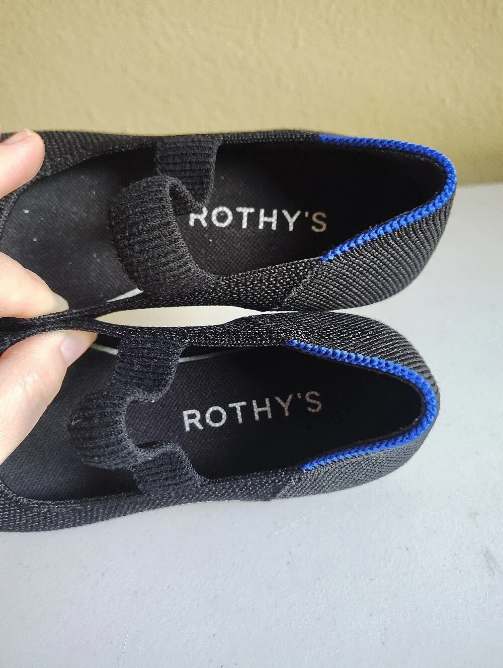 Rothy's The Kids Mary Jane Black Knit Shoes Girls Size 12 Flat Washable Comfort